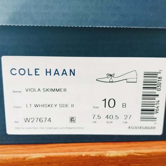 Cole Haan Women's Viola Skimmer Suede Flats, Colour Whisky, Size 10B - Picture 3 of 7